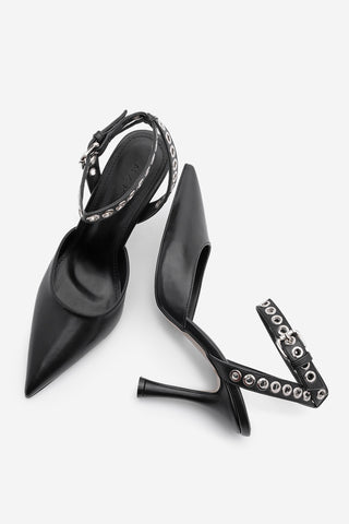 Kadın Stiletto Troklu Topuklu Ayakkabı Perva - Siyah