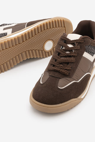 Kadın Sneaker Süet Detaylı Spor Ayakkabı Farote - Kahve Süet