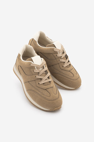 Kadın Sneaker Bağcıklı Spor Ayakkabı Foryeta - Camel Süet