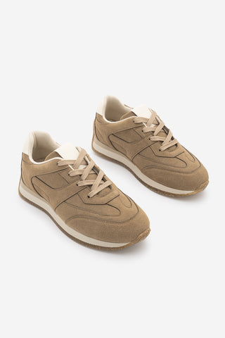 Kadın Sneaker Bağcıklı Spor Ayakkabı Foryeta - Camel Süet