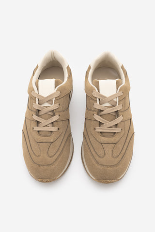 Kadın Sneaker Bağcıklı Spor Ayakkabı Foryeta - Camel Süet