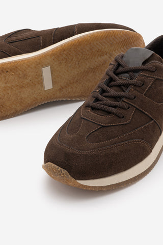 Kadın Sneaker Bağcıklı Spor Ayakkabı Foryeta - Kahve Süet