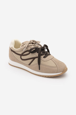 Kadın Süet Detaylı Bağcıklı Günlük Sneaker Rivos - Bej Süet