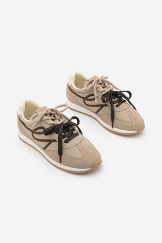 Kadın Süet Detaylı Bağcıklı Günlük Sneaker Rivos - Bej Süet