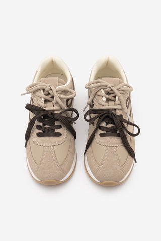 Kadın Süet Detaylı Bağcıklı Günlük Sneaker Rivos - Bej Süet