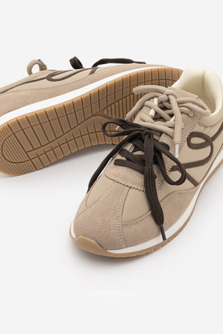 Kadın Süet Detaylı Bağcıklı Günlük Sneaker Rivos - Bej Süet