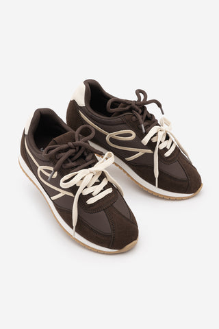 Kadın Süet Detaylı Bağcıklı Günlük Sneaker Rivos - Kahve Süet