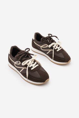 Kadın Süet Detaylı Bağcıklı Günlük Sneaker Rivos - Kahve Süet