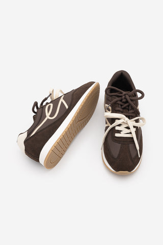 Kadın Süet Detaylı Bağcıklı Günlük Sneaker Rivos - Kahve Süet
