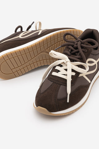 Kadın Süet Detaylı Bağcıklı Günlük Sneaker Rivos - Kahve Süet