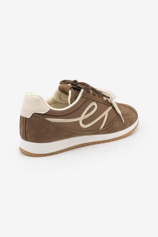Kadın Süet Detaylı Bağcıklı Günlük Sneaker Rivos - Tütün Kahve Süet