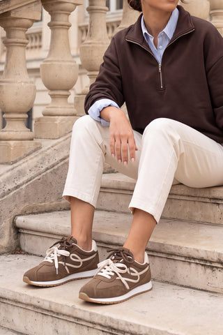 Kadın Süet Detaylı Bağcıklı Günlük Sneaker Rivos - Tütün Kahve Süet