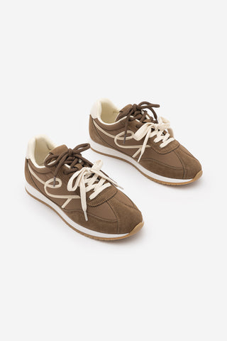 Kadın Süet Detaylı Bağcıklı Günlük Sneaker Rivos - Tütün Kahve Süet
