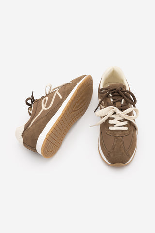 Kadın Süet Detaylı Bağcıklı Günlük Sneaker Rivos - Tütün Kahve Süet
