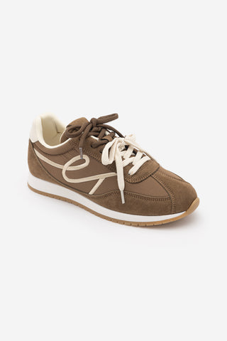 Kadın Süet Detaylı Bağcıklı Günlük Sneaker Rivos - Tütün Kahve Süet