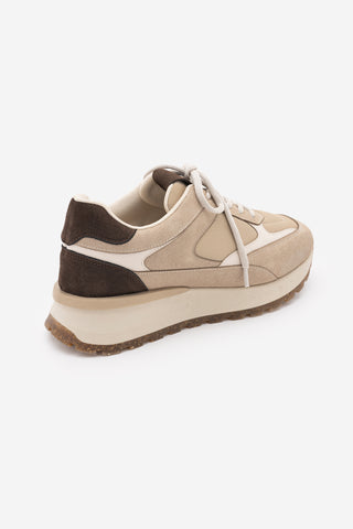 Kadın Sneaker Bağcıklı Spor Ayakkabı Arvon - Bej Süet