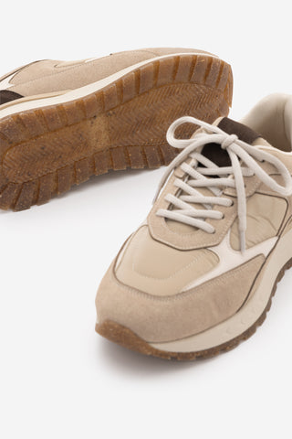 Kadın Sneaker Bağcıklı Spor Ayakkabı Arvon - Bej Süet