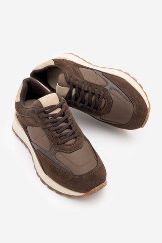 Kadın Sneaker Bağcıklı Spor Ayakkabı Arvon - Kahve Süet