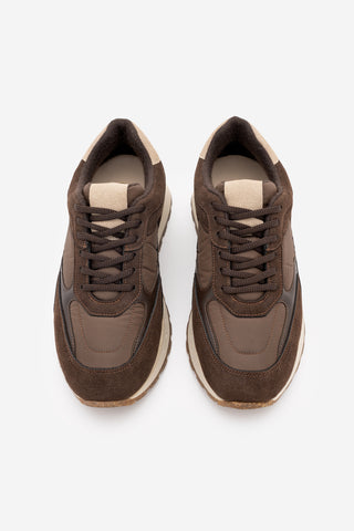 Kadın Sneaker Bağcıklı Spor Ayakkabı Arvon - Kahve Süet