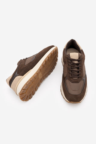 Kadın Sneaker Bağcıklı Spor Ayakkabı Arvon - Kahve Süet