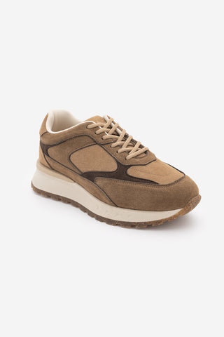 Kadın Sneaker Bağcıklı Spor Ayakkabı Arvon - Taba Süet
