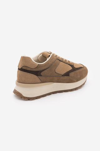 Kadın Sneaker Bağcıklı Spor Ayakkabı Arvon - Taba Süet