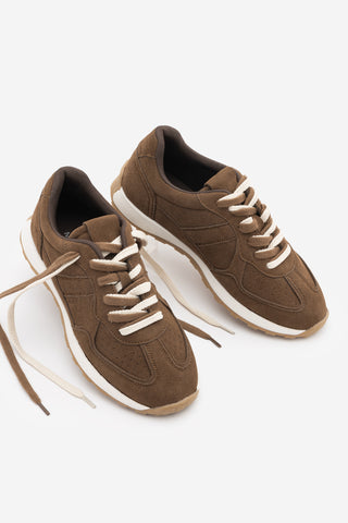Kadın Günlük Sneaker Spor Ayakkabı Asune - Açık Kahve Süet