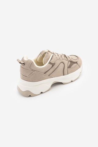 Kadın Süet Dokulu Bağcıklı Günlük Sneaker Terita - Bej Süet