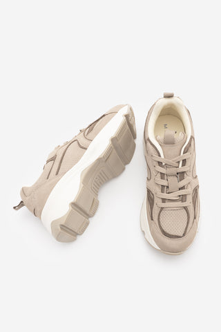 Kadın Süet Dokulu Bağcıklı Günlük Sneaker Terita - Bej Süet