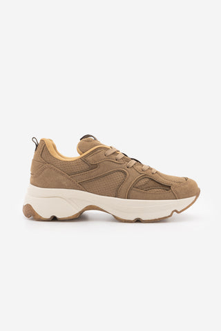 Kadın Süet Dokulu Bağcıklı Günlük Sneaker Terita - Camel Süet