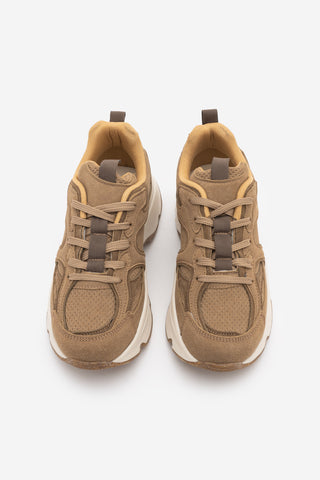 Kadın Süet Dokulu Bağcıklı Günlük Sneaker Terita - Camel Süet
