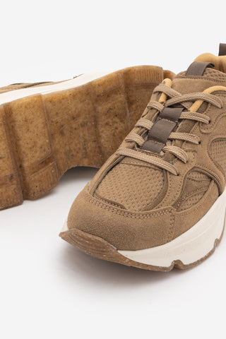 Kadın Süet Dokulu Bağcıklı Günlük Sneaker Terita - Camel Süet