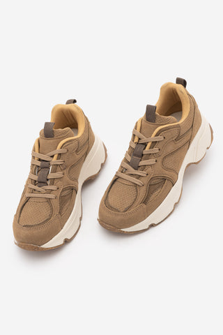 Kadın Süet Dokulu Bağcıklı Günlük Sneaker Terita - Tütün Kahve Süet