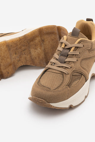 Kadın Süet Dokulu Bağcıklı Günlük Sneaker Terita - Tütün Kahve Süet
