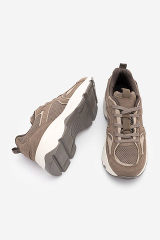 Kadın Süet Dokulu Bağcıklı Günlük Sneaker Terita - Vizon Süet