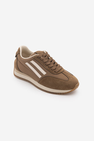 Kadın Sneaker Bağcıklı Spor Ayakkabı Liyante - Tütün Kahve Süet