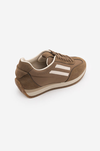Kadın Sneaker Bağcıklı Spor Ayakkabı Liyante - Tütün Kahve Süet