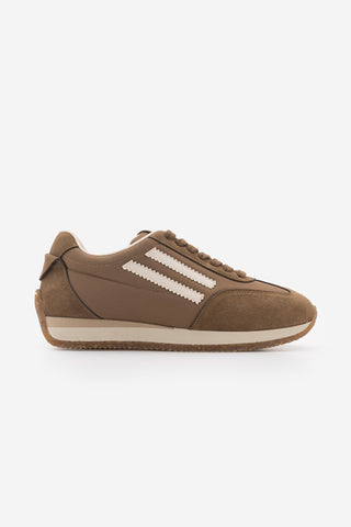 Kadın Sneaker Bağcıklı Spor Ayakkabı Liyante - Tütün Kahve Süet