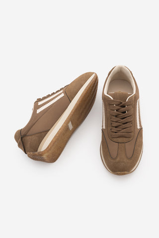 Kadın Sneaker Bağcıklı Spor Ayakkabı Liyante - Tütün Kahve Süet