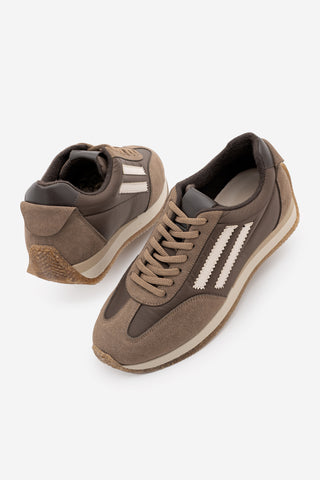 Kadın Sneaker Bağcıklı Spor Ayakkabı Liyante - Vizon Süet