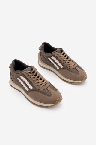 Kadın Sneaker Bağcıklı Spor Ayakkabı Liyante - Vizon Süet
