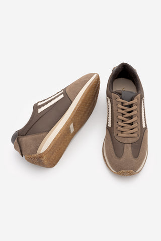 Kadın Sneaker Bağcıklı Spor Ayakkabı Liyante - Vizon Süet