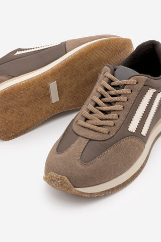 Kadın Sneaker Bağcıklı Spor Ayakkabı Liyante - Vizon Süet