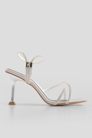 Kadın Taşlı Abiye Topuklu Ayakkabı Celer - Gümüş