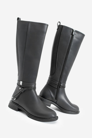 Kadın Taşlı Günlük Çizme Nayet - Siyah