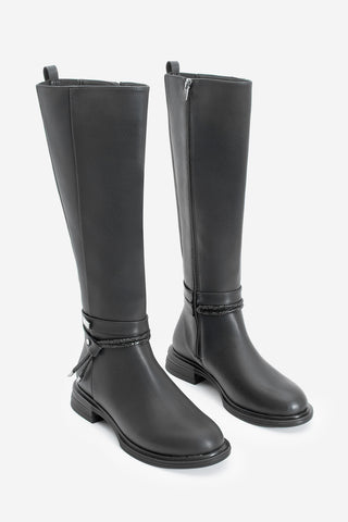 Kadın Taşlı Günlük Çizme Nayet - Siyah