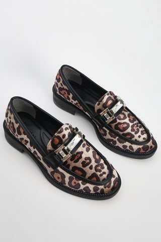 Kadın Taşlı Tokalı Loafer Günlük Ayakkabı Kesan - Leopar