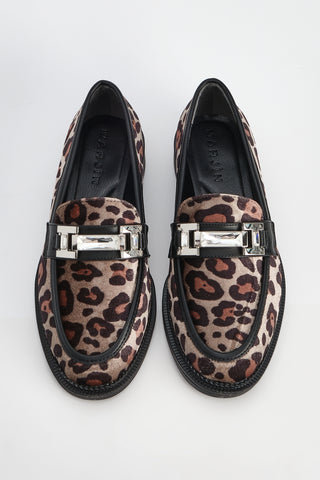Kadın Taşlı Tokalı Loafer Günlük Ayakkabı Kesan - Leopar