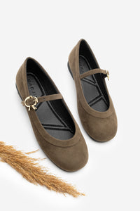 Kadın Tokalı Babet Meladi - Kahve Süet