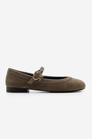 Kadın Tokalı Babet Meladi - Kahve Süet